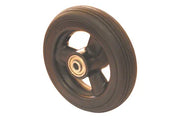 Durable wheelchair wheel with black tire and metal hub for mobility accessories