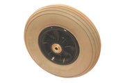 Beige wheelchair wheel with black hub, durable tire for mobility aids, wheelchair accessories