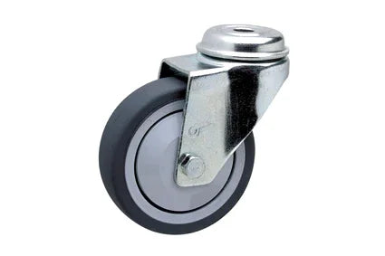 Langlebige Rollstuhl-Lenkrolle mit schwenkbarer Metallhalterung und schwarzem Gummireifen für leichtgängige Mobilität