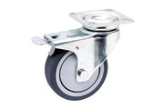 Durable wheelchair caster wheel with swivel mount and brake, ideal for mobility accessories and wheelchair parts.