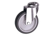 Langlebige Rollstuhl-Lenkrolle mit schwenkbarer Metallhalterung und schwarzem Gummireifen für leichtgängige Mobilität