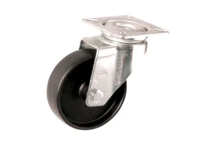 Schwarze Gummi-Rollstuhl-Lenkrolle mit schwenkbarer Metallhalterung für Mobilitätshilfen