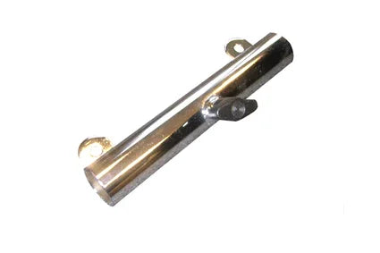 Stainless steel wheelchair accessory with mounting holes and adjustment knob for durable mobility support