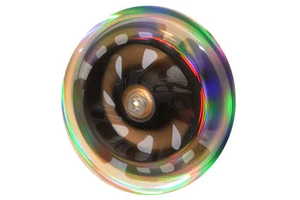 Rainbow-colored wheelchair spoke guard with reflective finish, durable design for wheelchair accessories