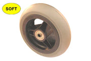 Soft wheelchair wheel with durable rubber tire and black hub for smooth mobility