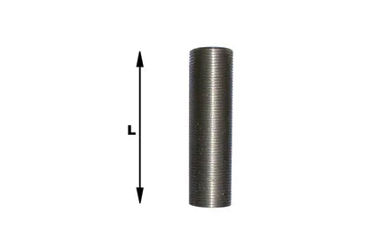 Metal threaded insert for wheelchair parts, showing length dimension L