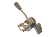 Chrome wheelchair footrest with adjustable lever and textured pedal for secure positioning