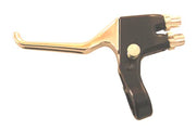 Black and gold wheelchair hand brake lever with adjustable mounting for wheelchair accessories