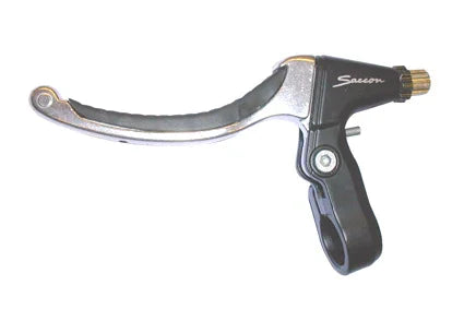 Black and silver wheelchair brake lever with 'Saxon' branding, durable design for mobility accessories