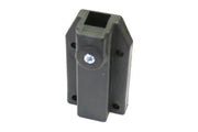 Black wheelchair accessory mount with screw hole, durable plastic part for wheelchair customization
