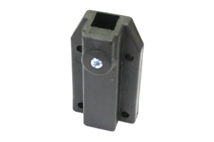 Black wheelchair accessory mount with screw hole, durable plastic part for wheelchair customization