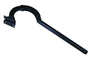 Black wheelchair spoke guard with mounting bracket for secure wheel protection