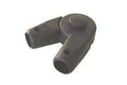Black wheelchair accessory joint with adjustable pivot, durable plastic design for mobility equipment