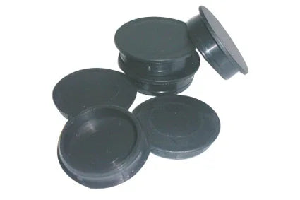 Black wheelchair wheel end caps for secure spoke guard attachment and protection