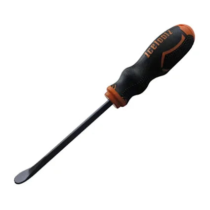 Black and orange ergonomic screwdriver with textured grip for wheelchair accessory repairs