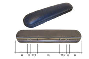 Blue and gray wheelchair armrest pads with尺寸 measurements for custom fit