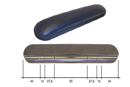 Blue and gray wheelchair armrest pads with尺寸 measurements for custom fit