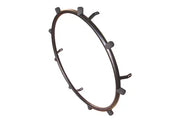 Black wheelchair spoke guard with adjustable clips for secure fit and safety
