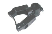Black wheelchair tray mount bracket with adjustable clamp for secure attachment