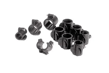 Black wheelchair spoke guards and tube clamps for wheelchair accessories and parts
