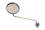 Wheelchair rearview mirror with adjustable arm and clamp mount for enhanced visibility and safety