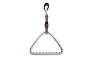 White triangular wheelchair handle with textured grip and adjustable strap for secure mobility assistance