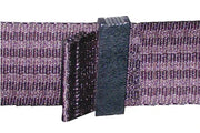 Purple wheelchair strap with black plastic buckle for secure positioning