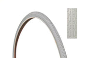 White wheelchair tire with detailed tread pattern, durable rubber for mobility aids and everyday use