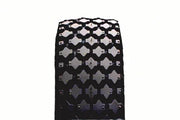 Black wheelchair spoke guard with diamond-shaped cutouts for safety and style