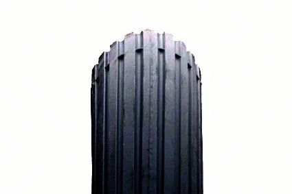 Black wheelchair tire with deep treads for durability and grip, ideal for mobility accessories