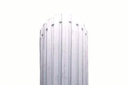 Silver wheelchair spoke guard with vertical ridges for durability and safety