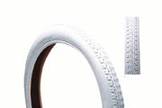 White wheelchair tire with tread pattern, durable rubber wheel for mobility devices