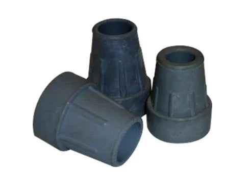 Black rubber wheelchair tip caps for walker legs, durable and slip-resistant