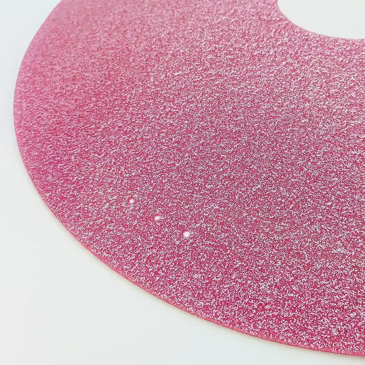 Pink glitter wheelchair tray with mounting holes, durable accessory for everyday use