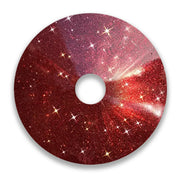 Red glitter wheelchair spoke guard with starburst design for custom mobility accessories