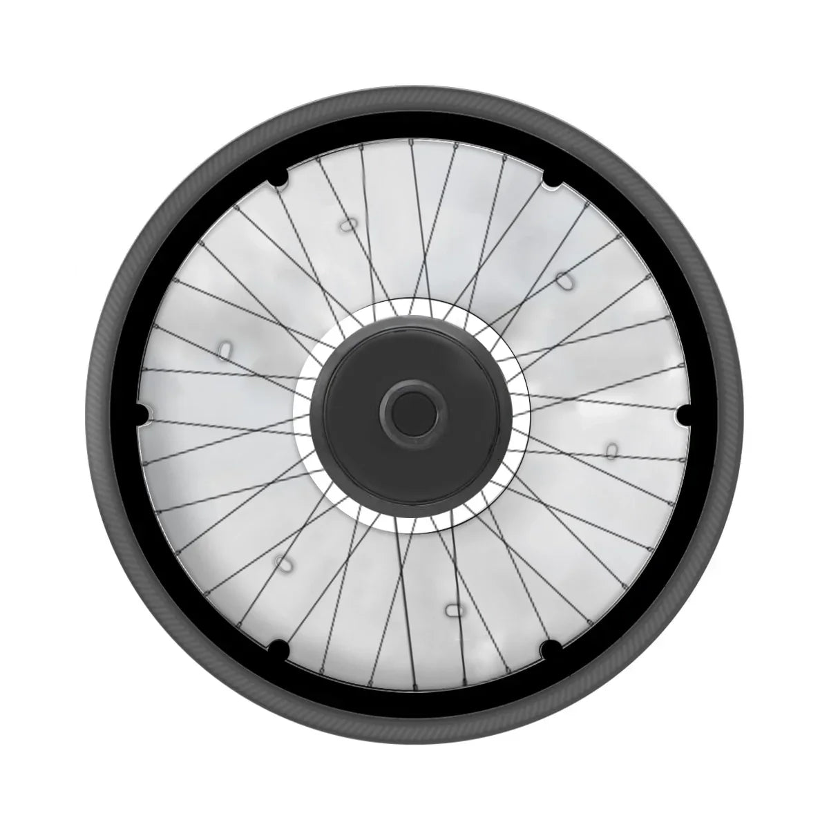 Transparent spoke guard installed on a wheelchair wheel for added safety and protection