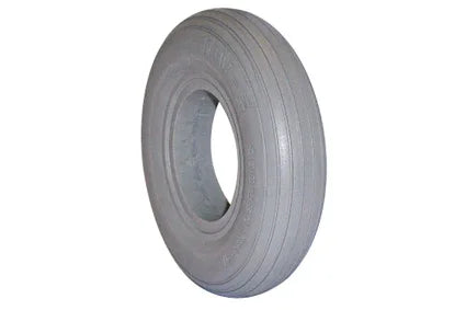 Gray wheelchair tire with durable tread, designed for mobility accessories and everyday use