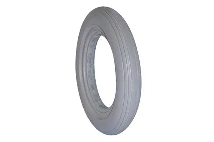 Gray wheelchair tire with durable tread, ideal for mobility accessories and everyday use