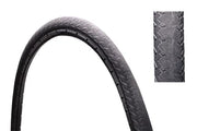 Black wheelchair tire with durable tread pattern, ideal for mobility accessories and everyday use