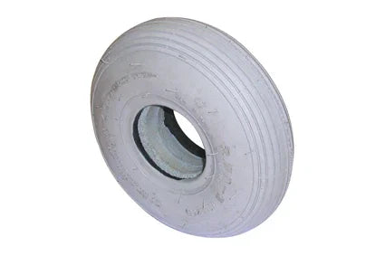White wheelchair tire with durable tread, designed for mobility aids and everyday use