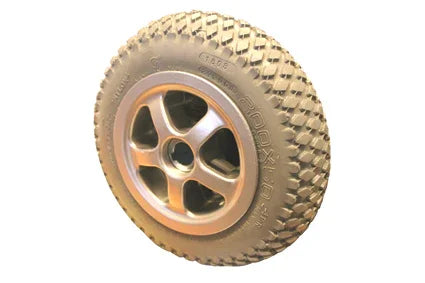 Durable wheelchair wheel with rugged tread and aluminum hub for mobility accessories