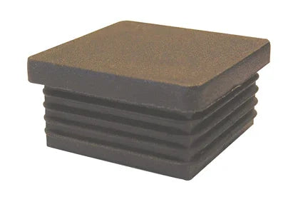 Black square wheelchair footrest cap with ribbed base for secure fit