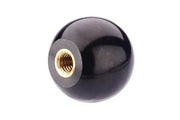 Black wheelchair accessory knob with brass threaded insert for secure attachment
