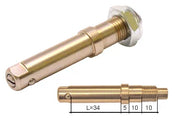 Brass wheelchair hardware pin with threaded end and measurement specs for durable mobility parts
