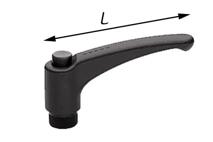 Black ergonomic wheelchair lever handle with adjustable length for mobility aid customization