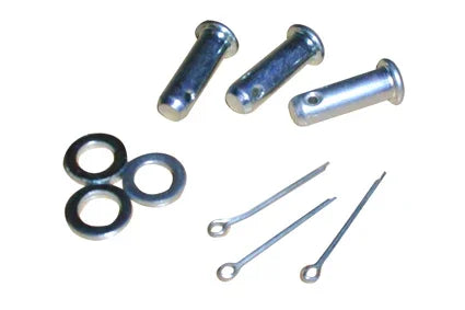 Metal wheelchair hardware kit with rivets, washers, and cotter pins for durable wheelchair assembly