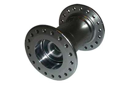Durable wheelchair wheel hub with precision bearings and bolt holes for secure attachment