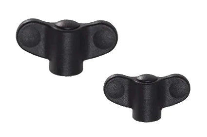 Black plastic wing nuts for wheelchair accessories and parts