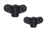 Black plastic wing nuts for wheelchair accessories and parts, durable and easy to grip