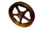 Bronze wheelchair wheel with five-spoke design for durable mobility support